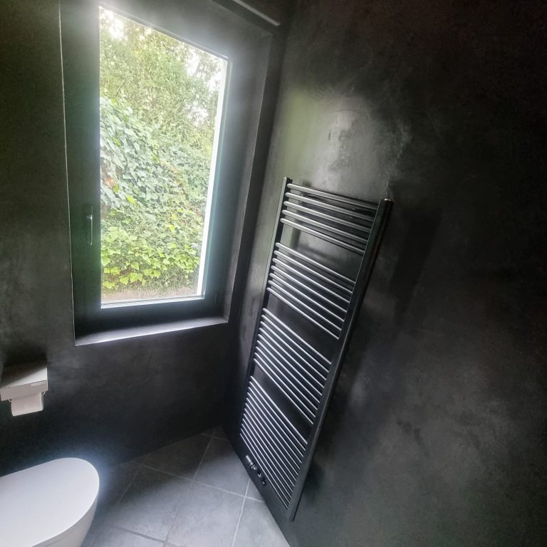Gäste-WC Detailansicht Modernisiertes Gäste-WC mit Mikrozement-Oberflächen und Designheizkörper